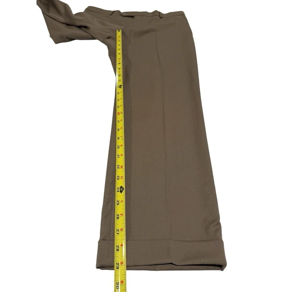 Ballin Comfort-EZE Super 120s Wool Dress Pants Mens 35x29 Tan‎ Brown Cuffed